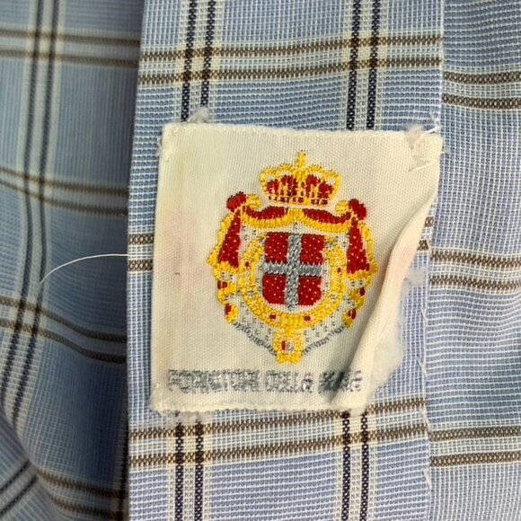 Borrelli Napoli Men's Blue Plaid Long Sleeve Button Down Shirt Size 15 1/2 - Picture 16 of 16